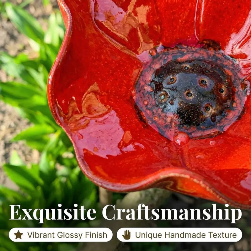 Red Metal Poppy Garden Stake