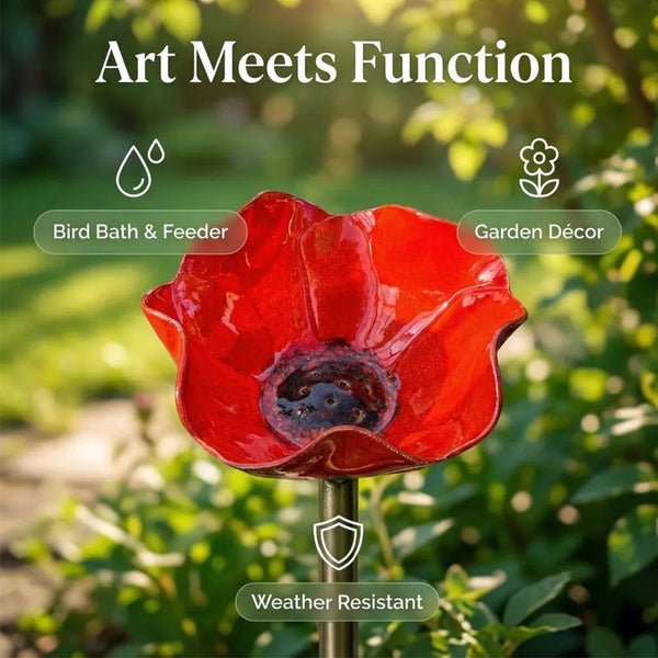 Red Metal Poppy Garden Stake